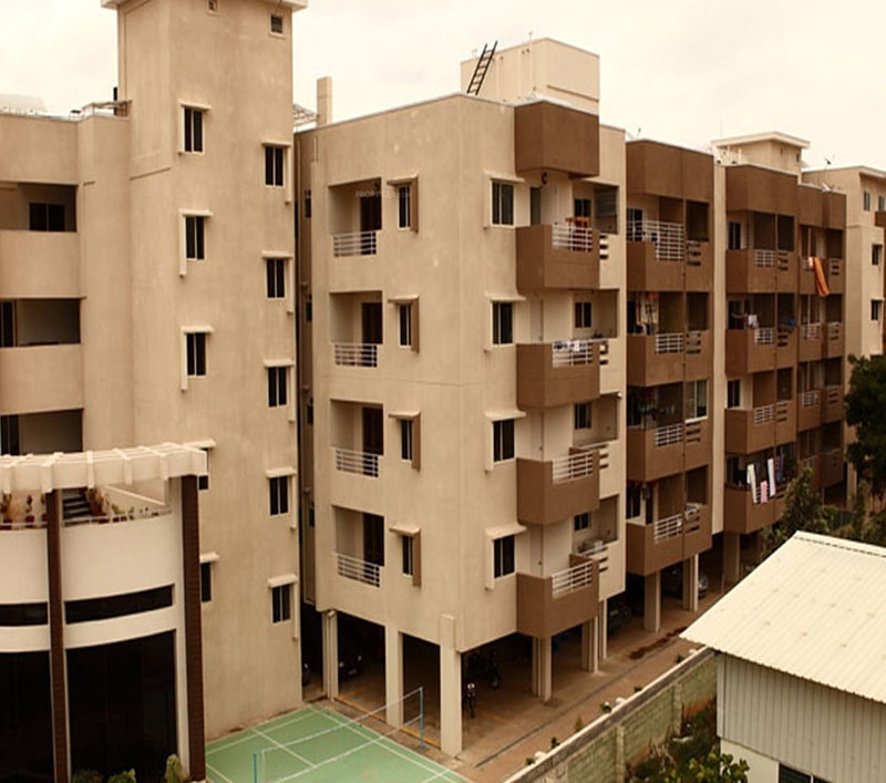 Mana Pristine completed residential apartments - Quality living spaces with clean architectural lines and modern amenities in Bangalore